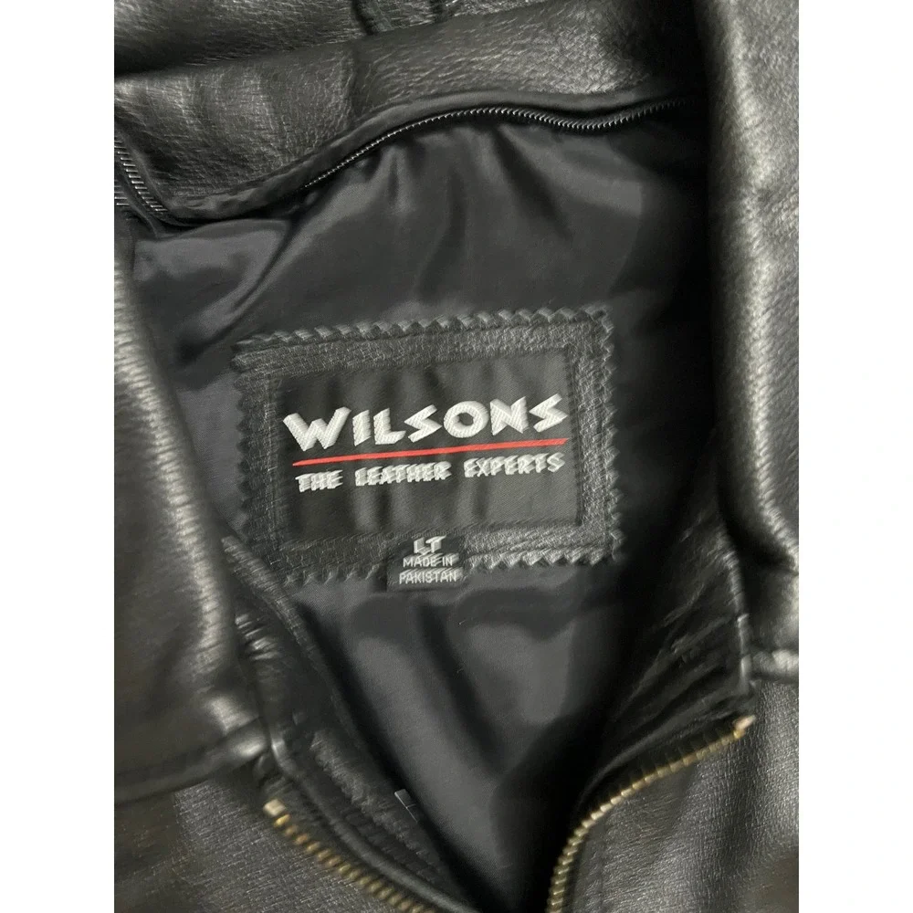 Wilsons Black Leather Zip Jacket Minimalist Classic Men's LT
